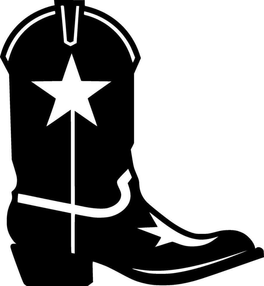 Cowboy Boot - Black and White Isolated Icon - illustration vector