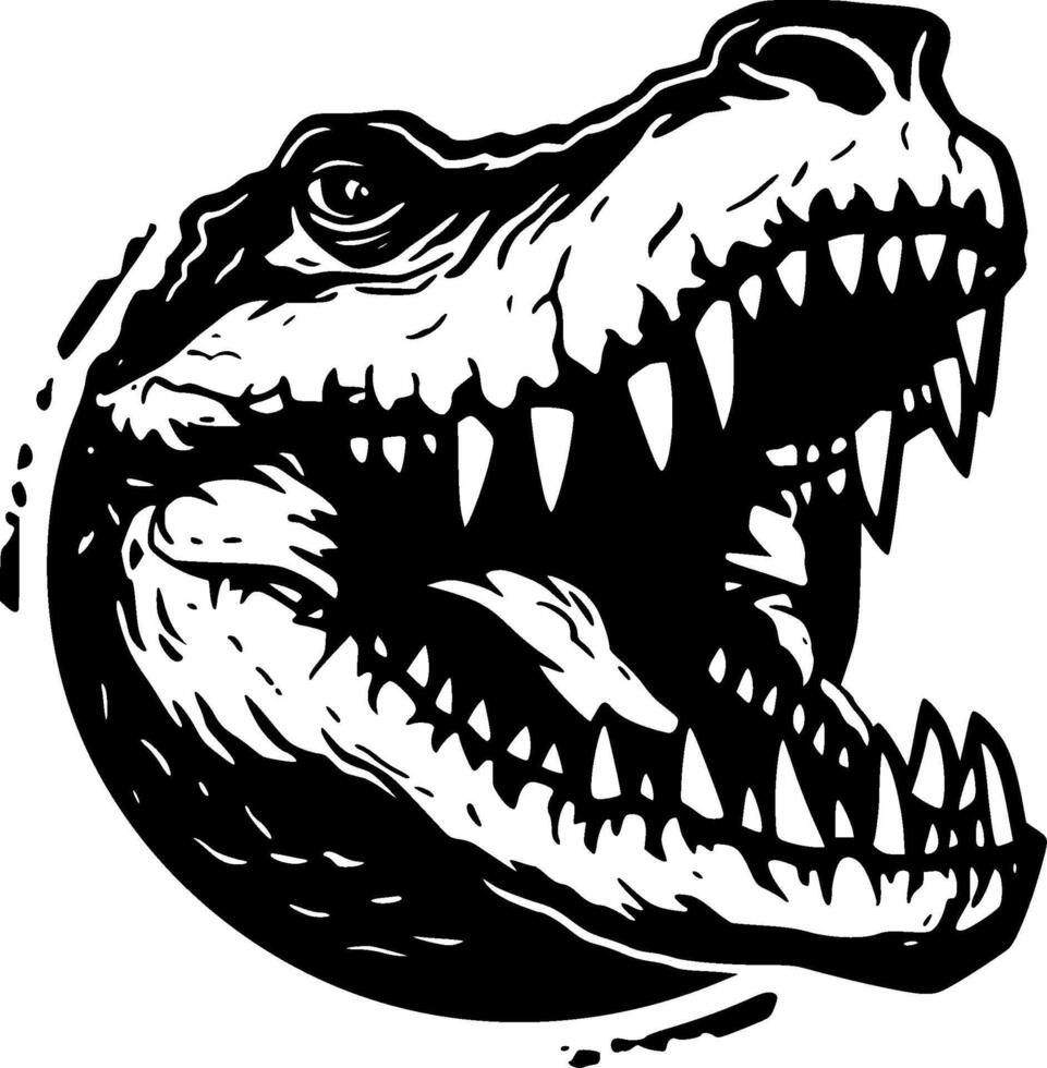 Crocodile - Black and White Isolated Icon - illustration vector