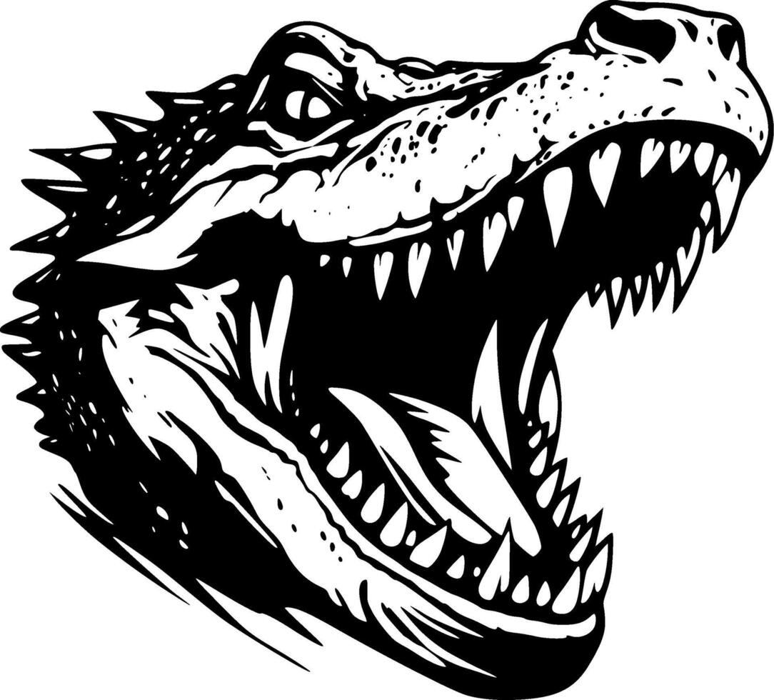 Crocodile - Black and White Isolated Icon - illustration vector