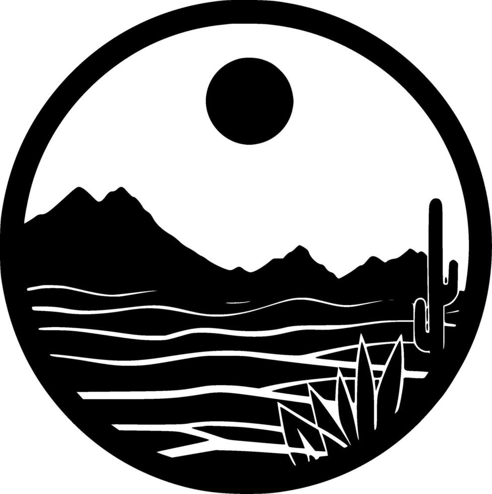 Desert, Black and White illustration vector