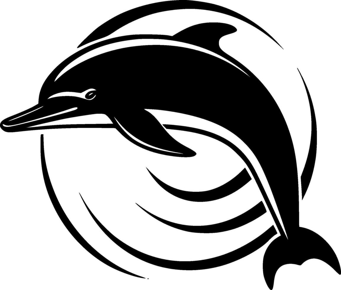 Dolphin, Black and White illustration vector