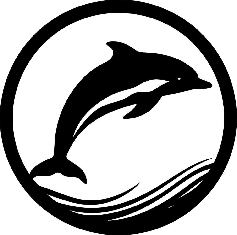 Dolphin - Black and White Isolated Icon - illustration vector