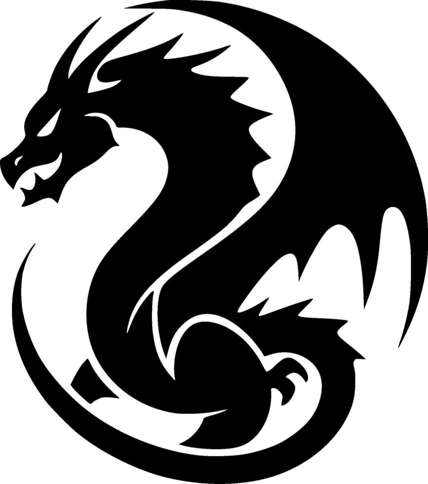 Dragon, Minimalist and Simple Silhouette - illustration vector