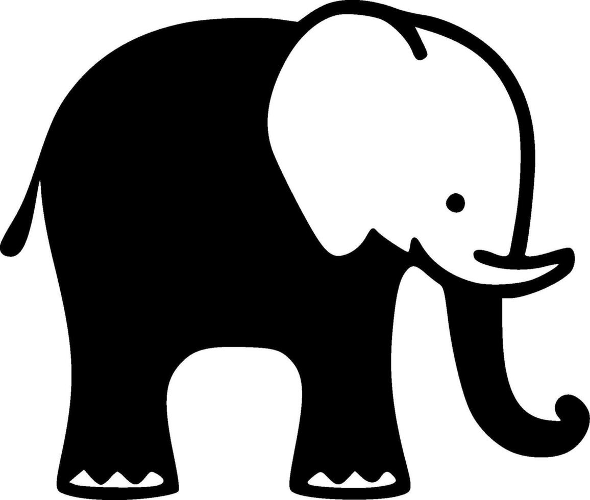 Elephant - Black and White Isolated Icon - illustration vector