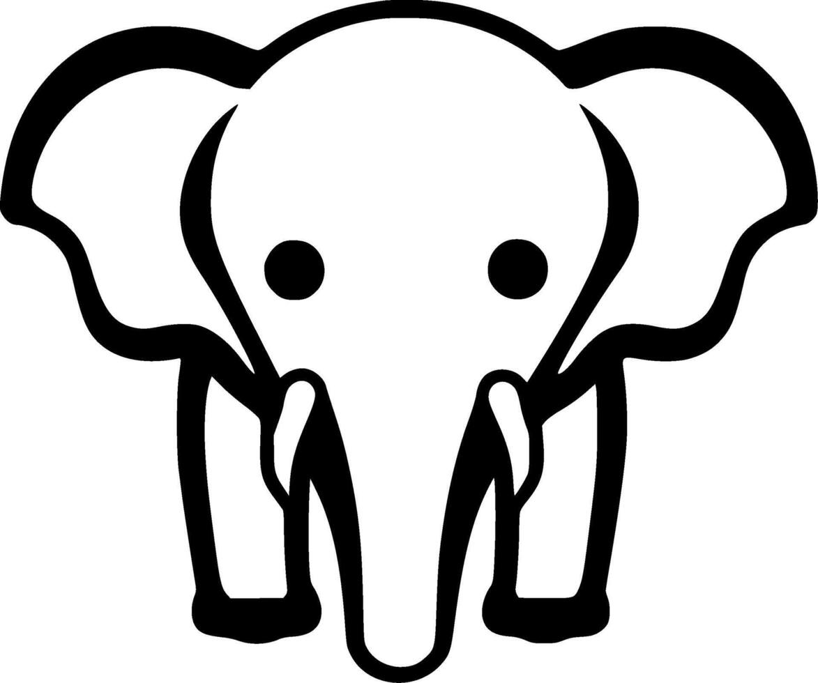 Elephant - Black and White Isolated Icon - illustration vector