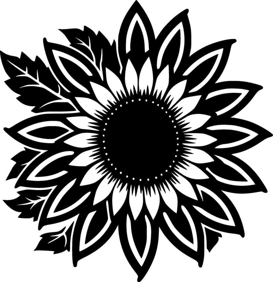 Flower - Black and White Isolated Icon - illustration vector