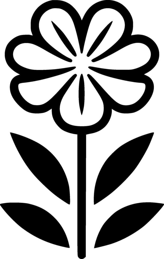 Flower - Black and White Isolated Icon - illustration vector