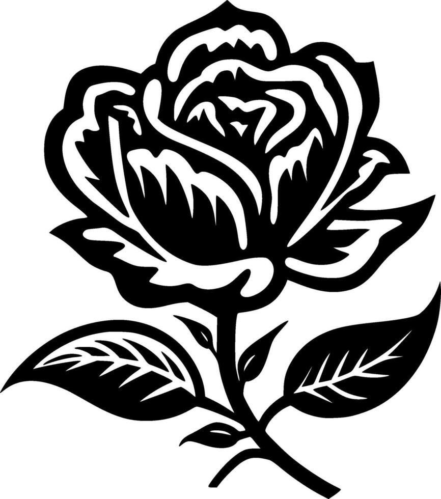 Flower - Black and White Isolated Icon - illustration vector
