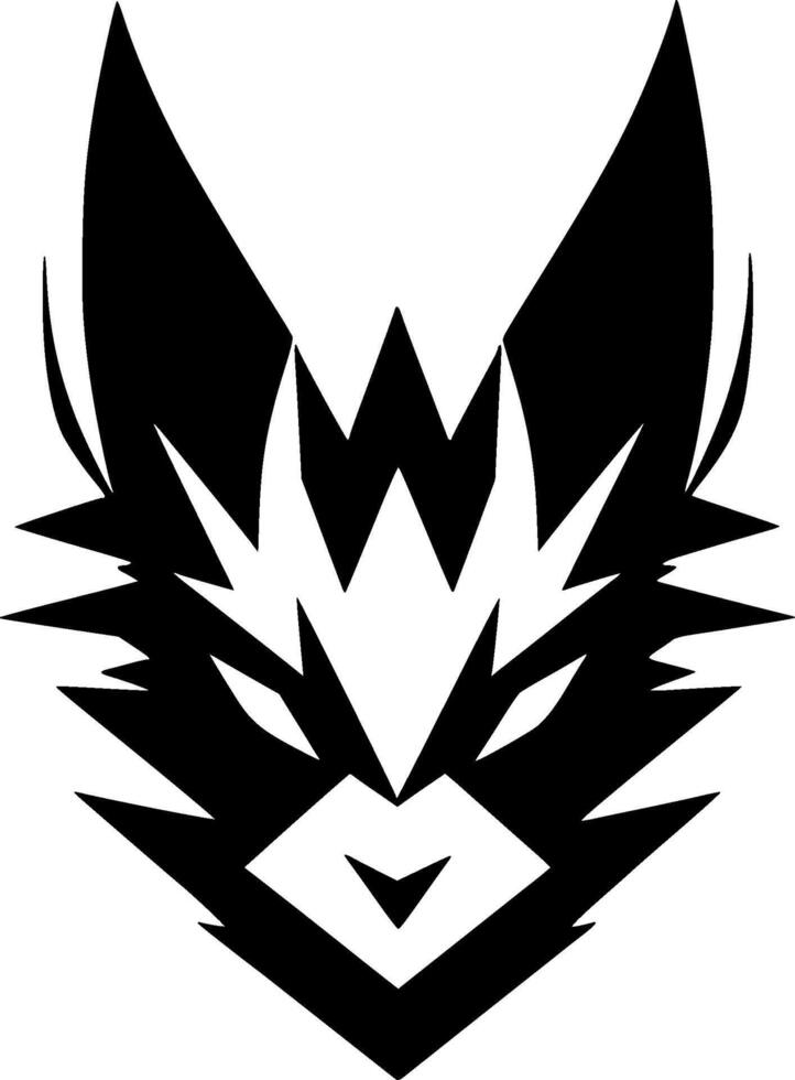 Fox - Black and White Isolated Icon - illustration vector