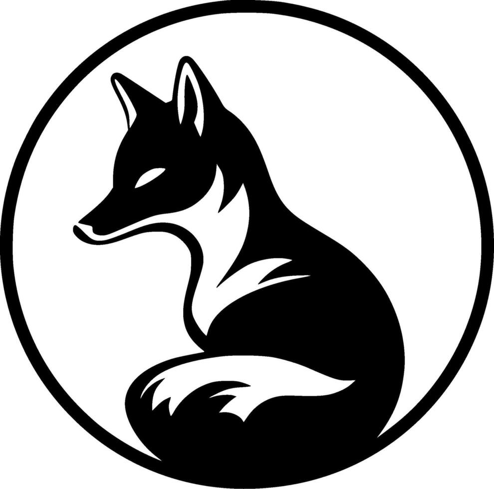 Fox - Black and White Isolated Icon - illustration vector