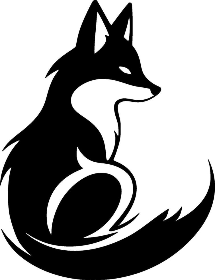 Fox, Black and White illustration vector
