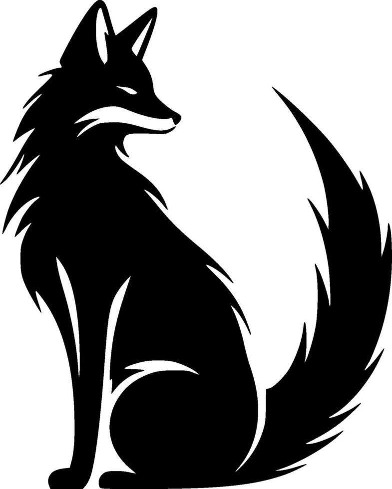 Fox - Black and White Isolated Icon - illustration vector
