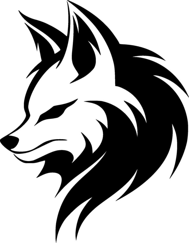Fox - Black and White Isolated Icon - illustration vector