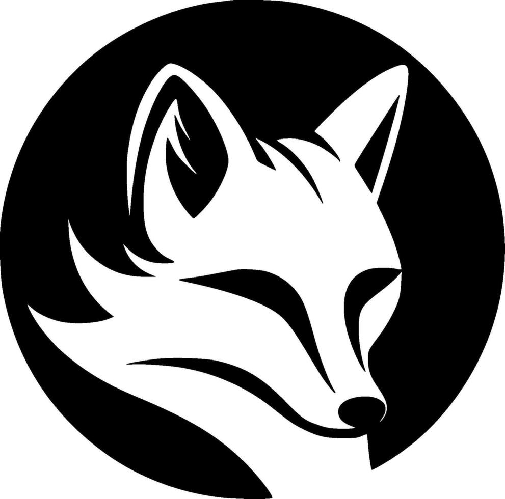 Fox - Black and White Isolated Icon - illustration vector