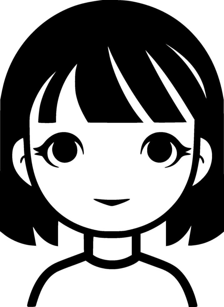 Girl - Black and White Isolated Icon - illustration vector
