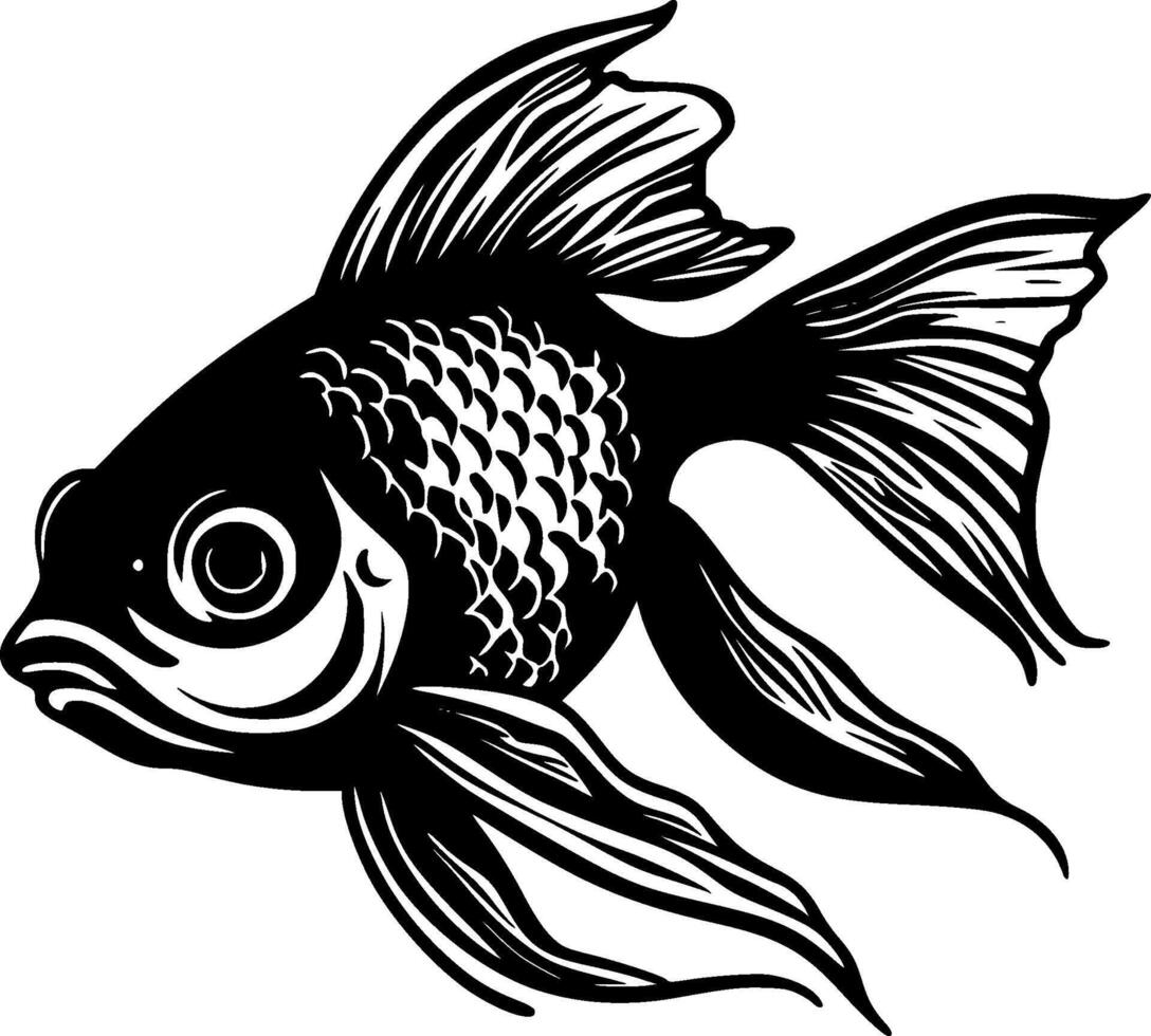 Goldfish - Black and White Isolated Icon - illustration vector