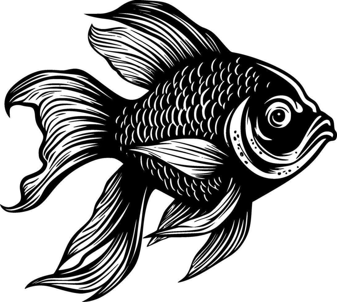 Goldfish, Minimalist and Simple Silhouette - illustration vector