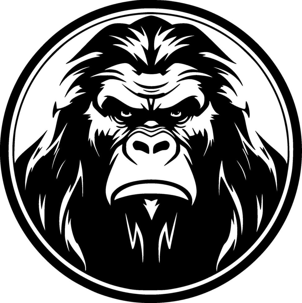 Gorilla, Black and White illustration vector