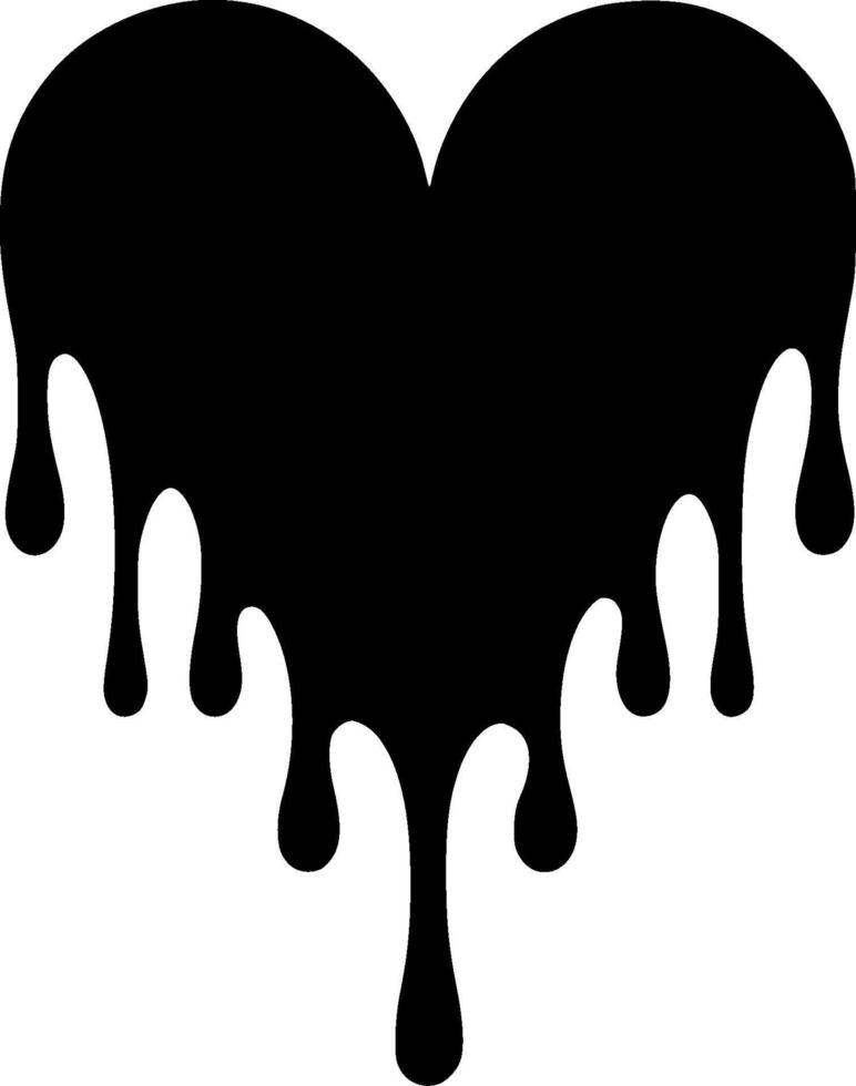 Heart Dripping - Black and White Isolated Icon - illustration vector