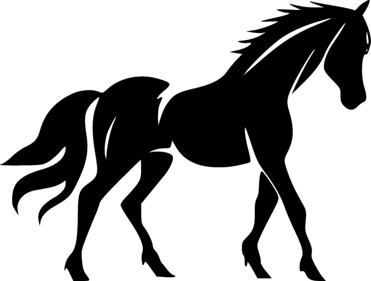 Horse, Black and White illustration vector