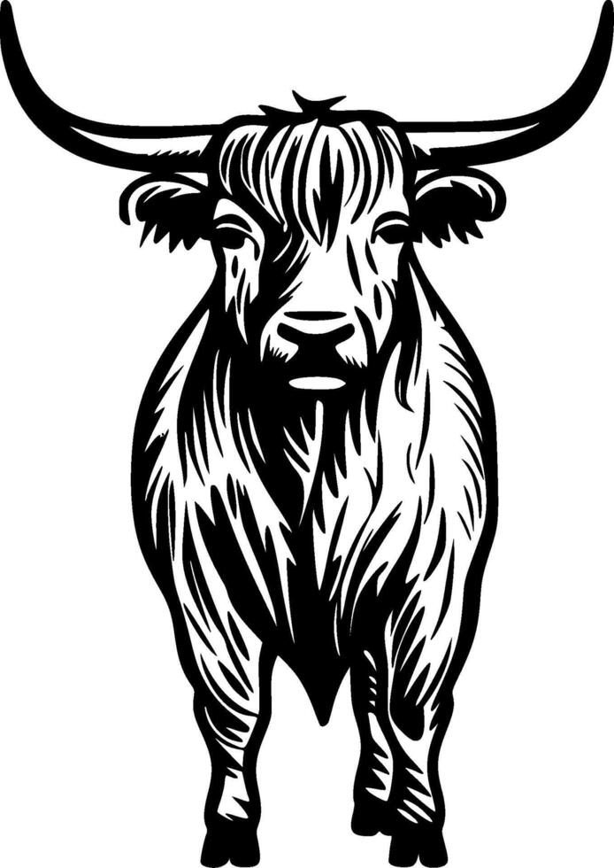 Highland Cow, Minimalist and Simple Silhouette - illustration vector