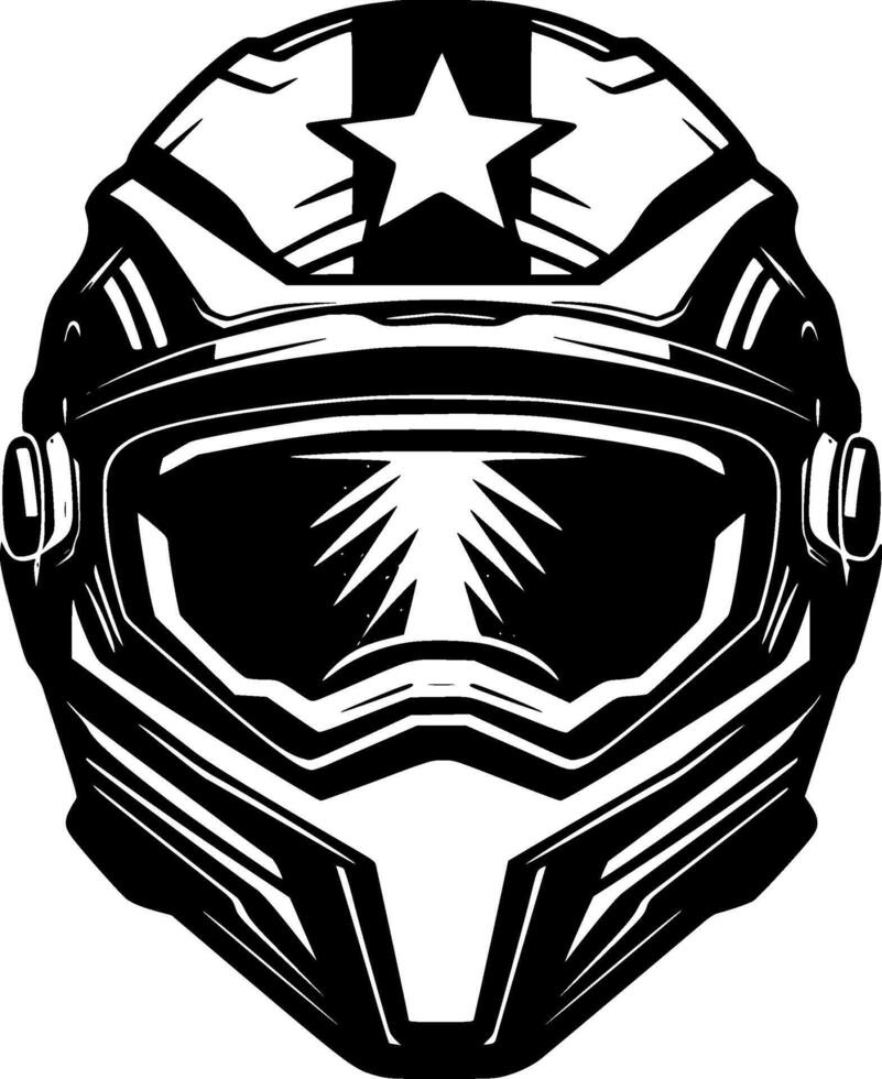 Helmet - Black and White Isolated Icon - illustration vector