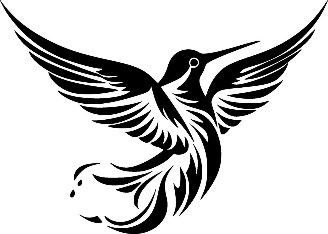 Hummingbird, Black and White illustration vector