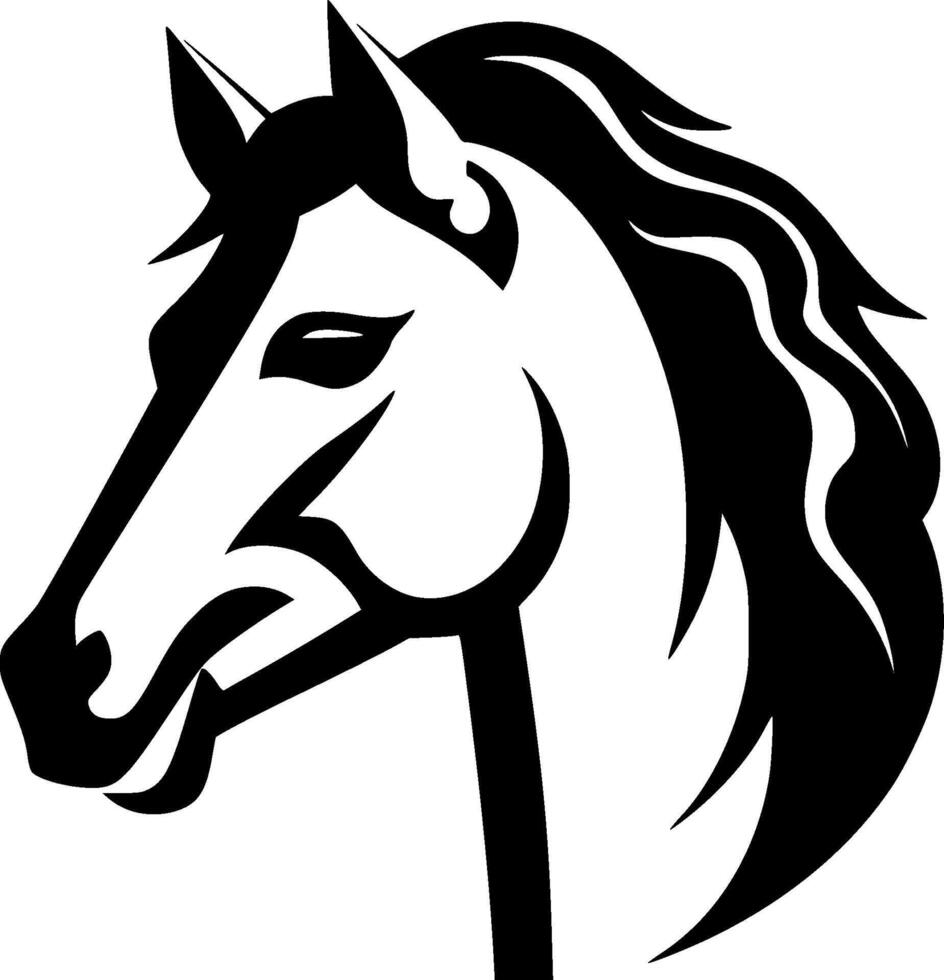 caballo, negro y blanco ilustración vector