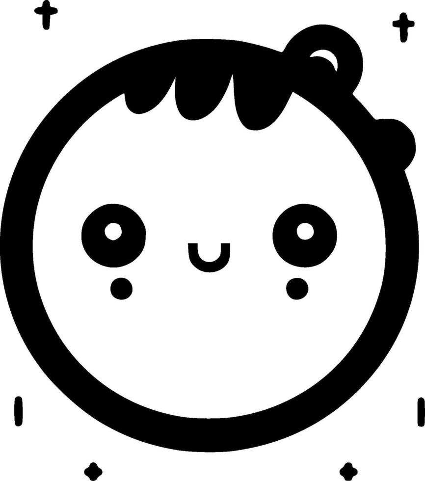 Kawaii, Black and White illustration vector