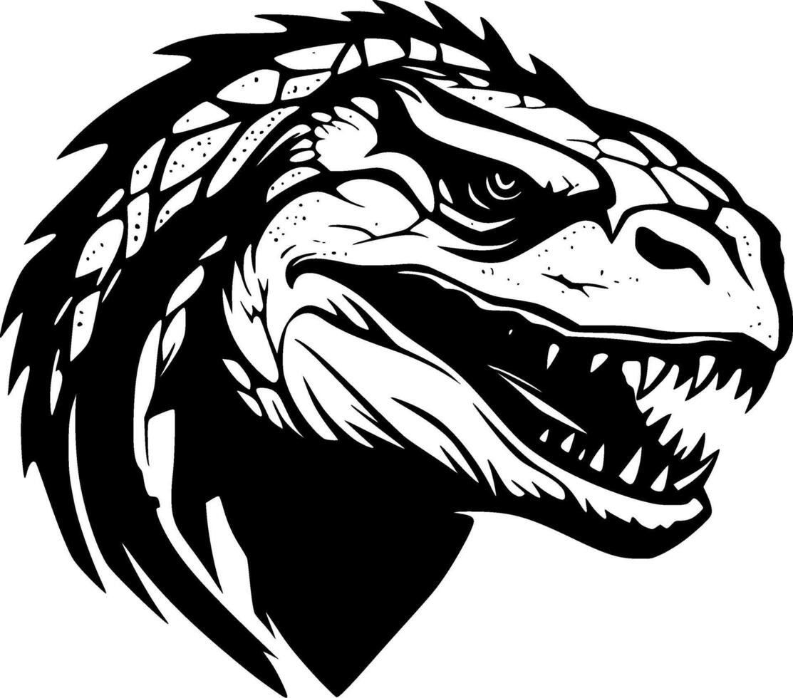 Komodo Dragon - Black and White Isolated Icon - illustration vector