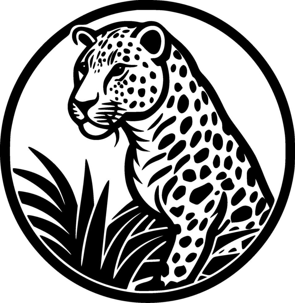 Leopard, Black and White illustration vector