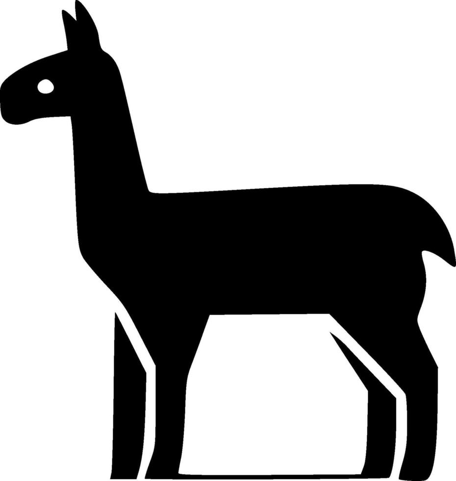 Llama - Black and White Isolated Icon - illustration vector