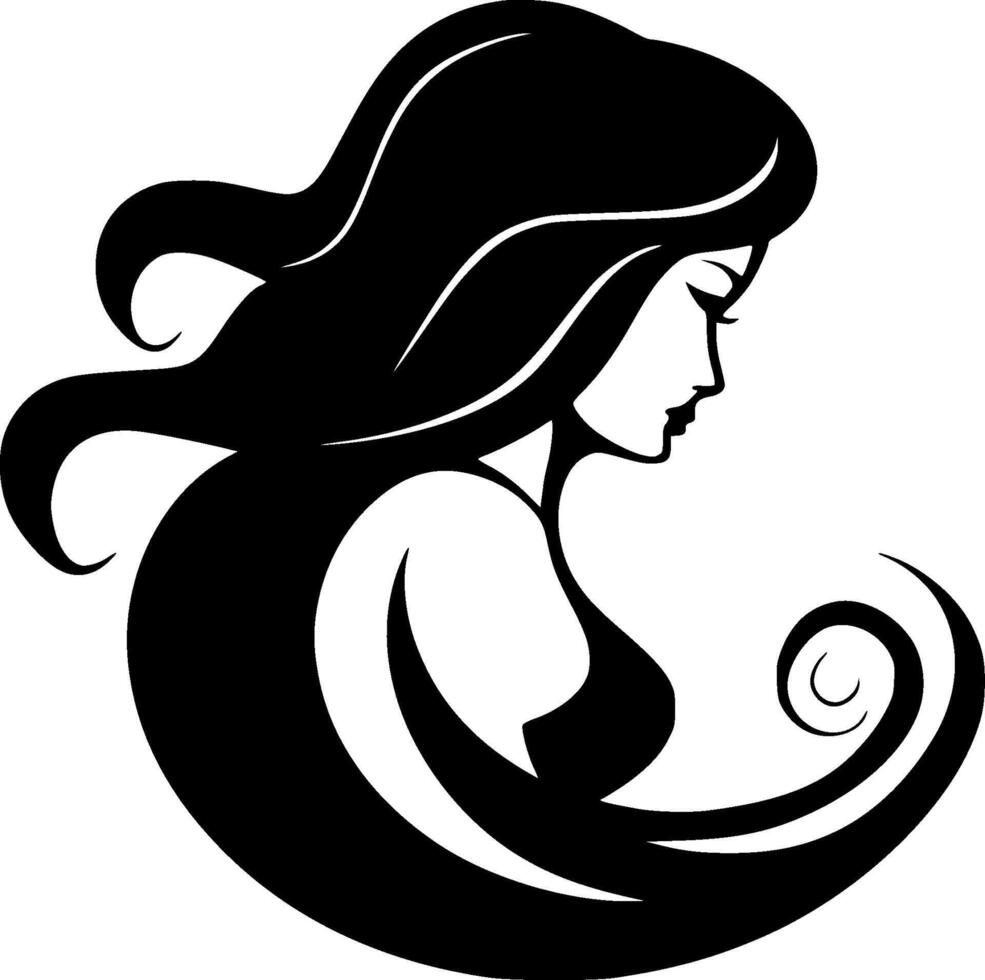 Mermaid, Minimalist and Simple Silhouette - illustration vector