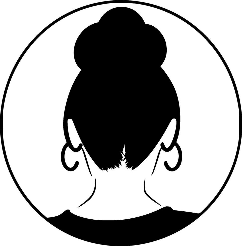 Messy Bun - Black and White Isolated Icon - illustration vector