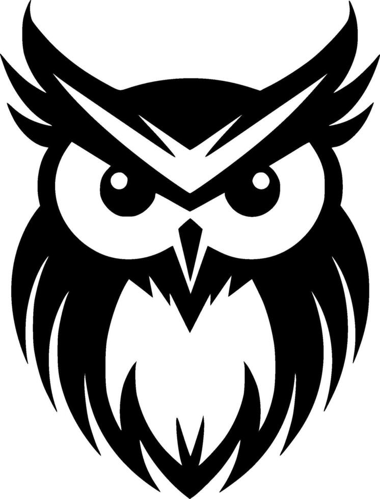 Owl - Black and White Isolated Icon - illustration vector