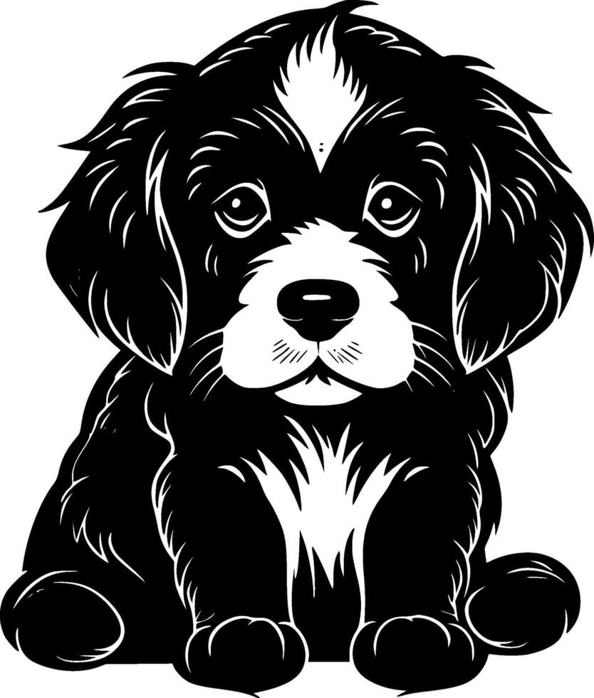 Puppy, Black and White illustration vector