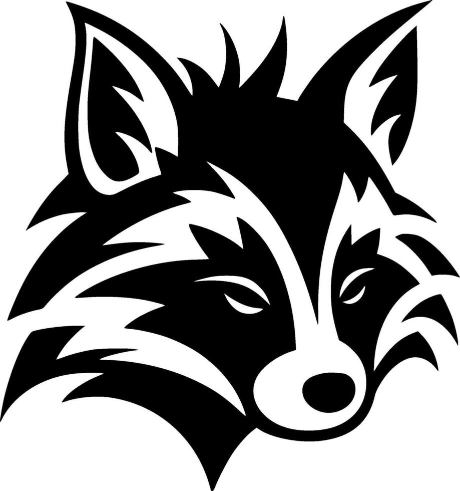 Raccoon - Black and White Isolated Icon - illustration vector