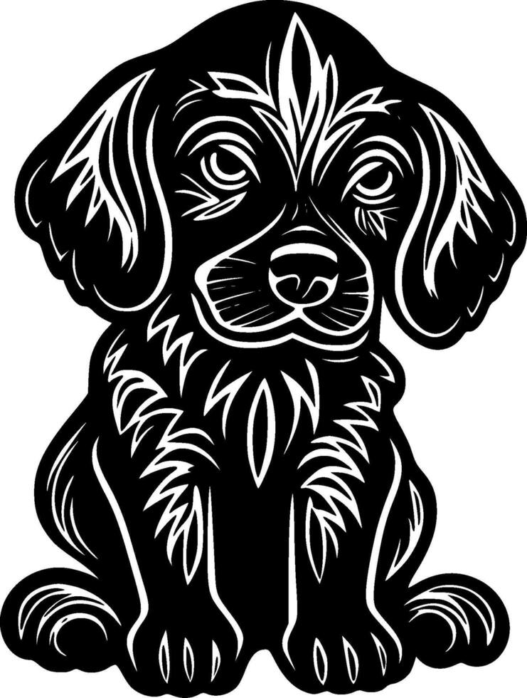 Puppy, Black and White illustration vector