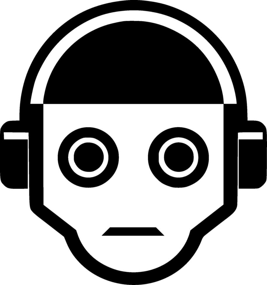 Robot - Black and White Isolated Icon - illustration vector