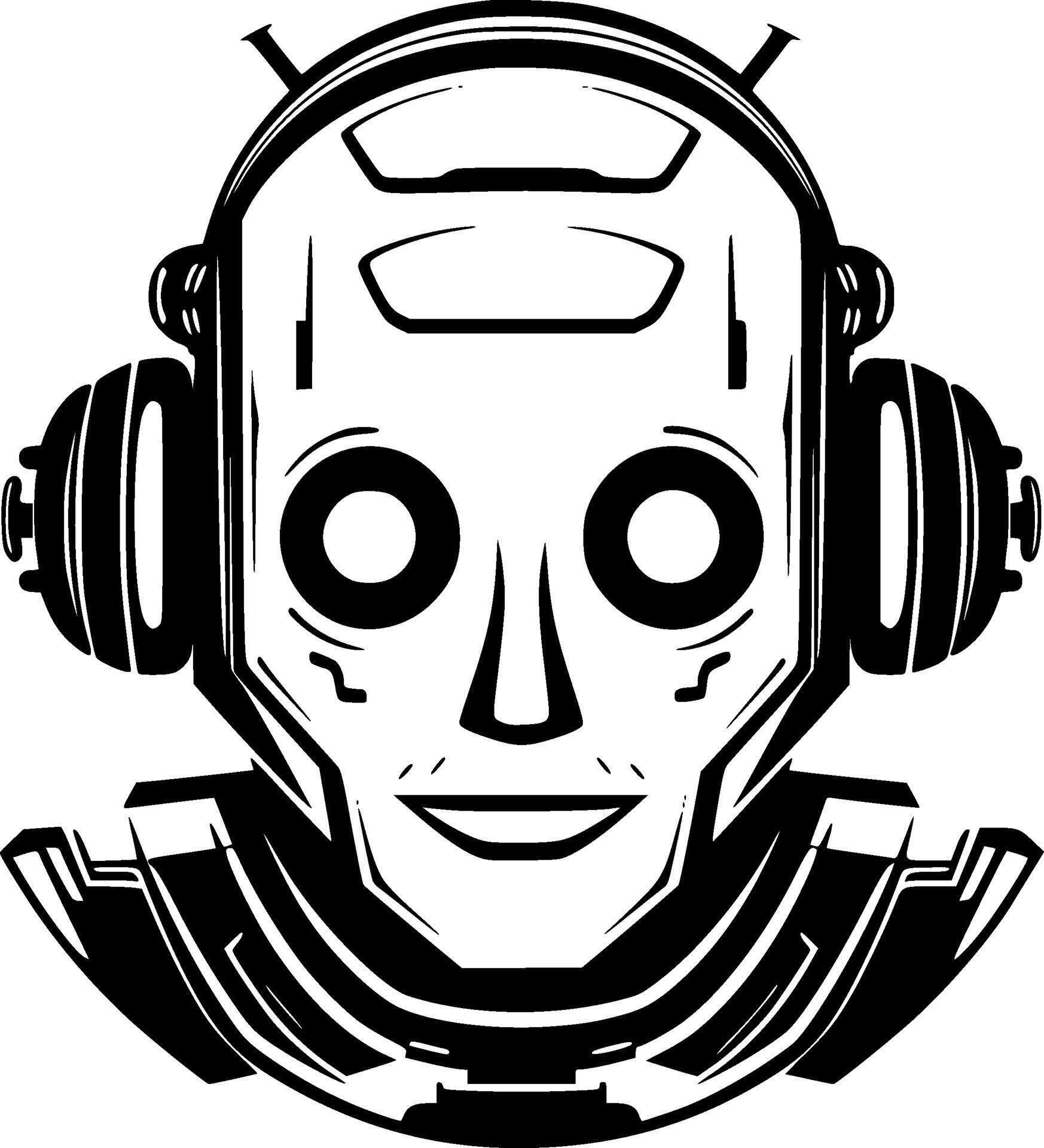 Robot, Black and White illustration 47322256 Vector Art at Vecteezy