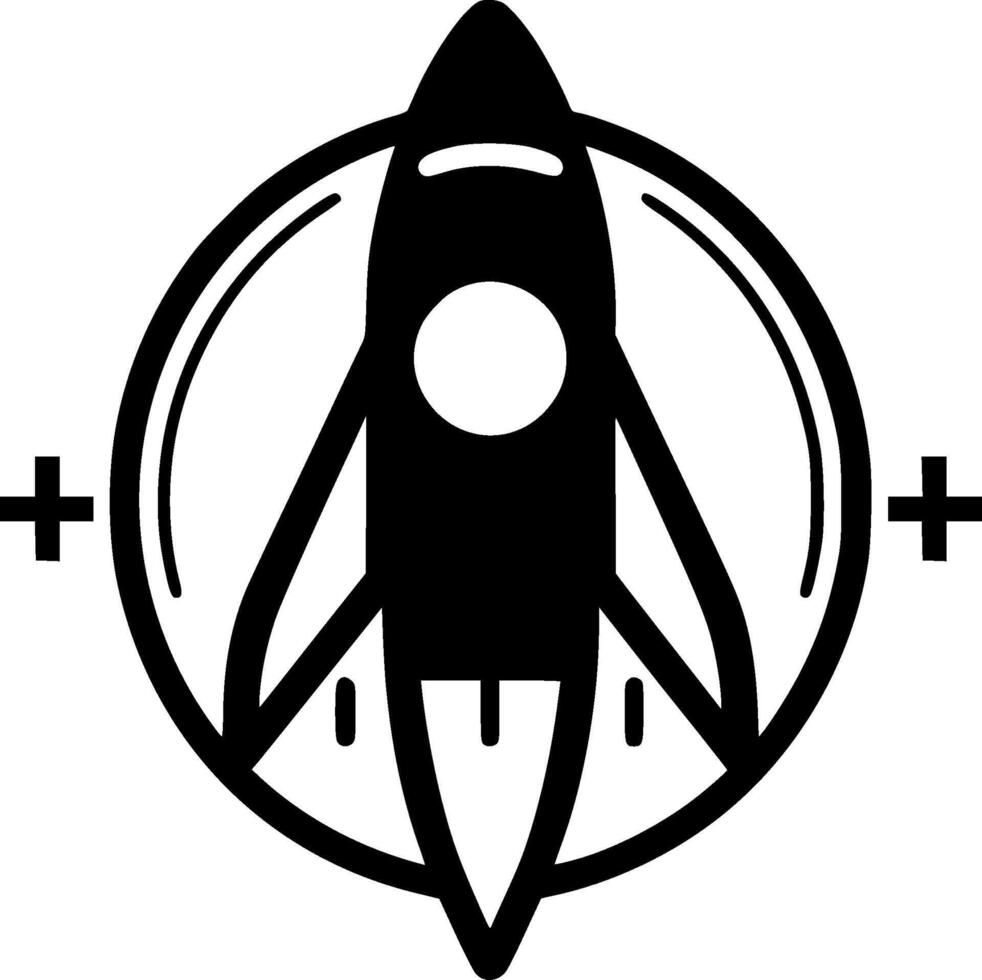 Rocket, Black and White illustration vector