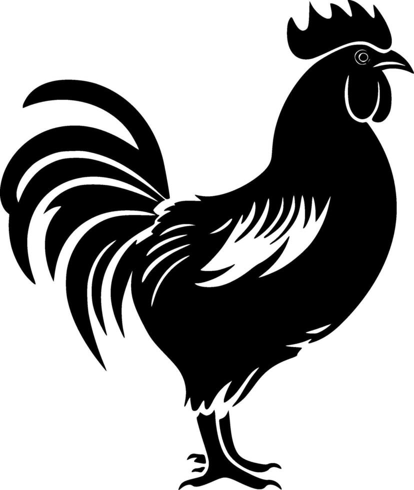 Rooster, Black and White illustration vector