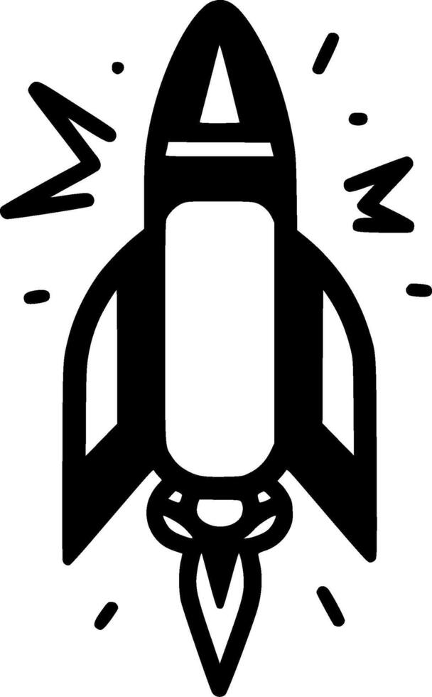 Rocket - Black and White Isolated Icon - illustration vector