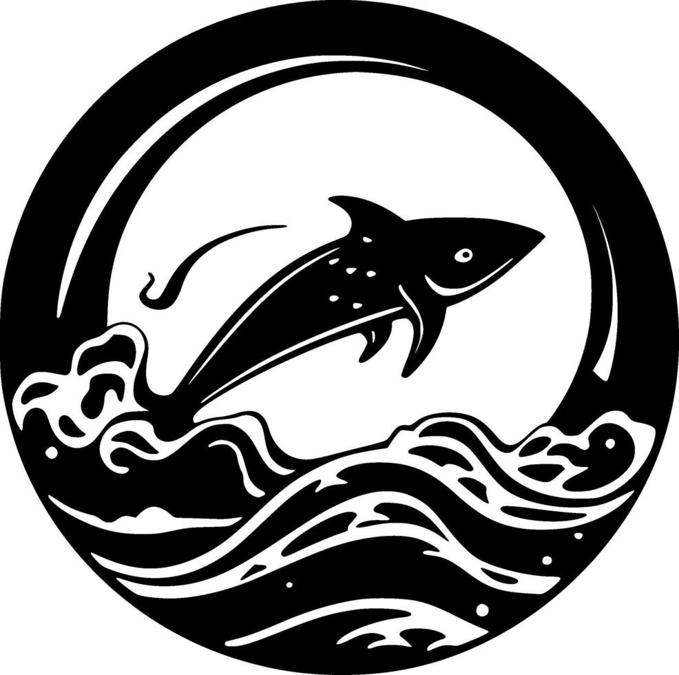 Sea, Black and White illustration vector