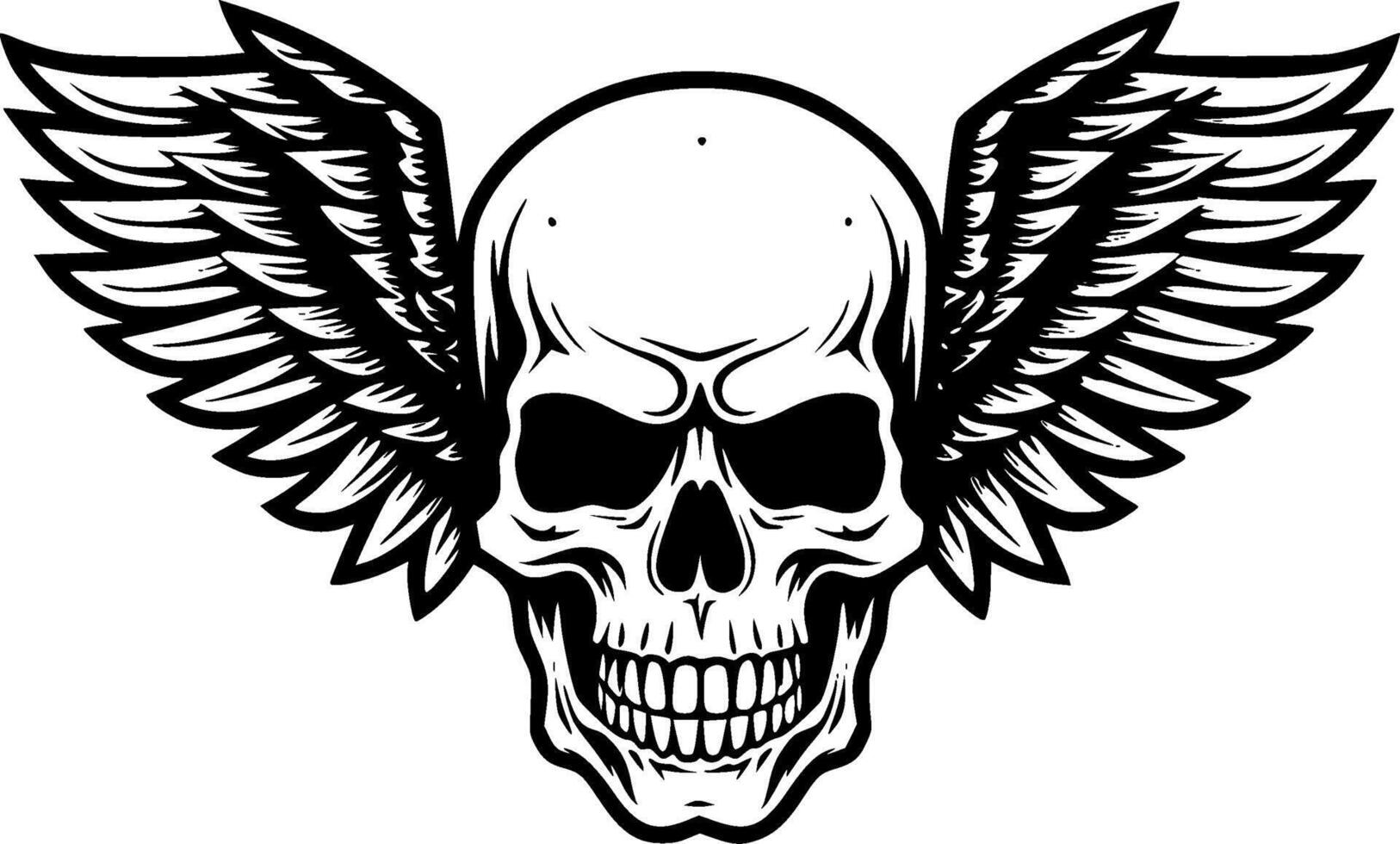Skull With Wings - Minimalist and Flat Logo - illustration vector
