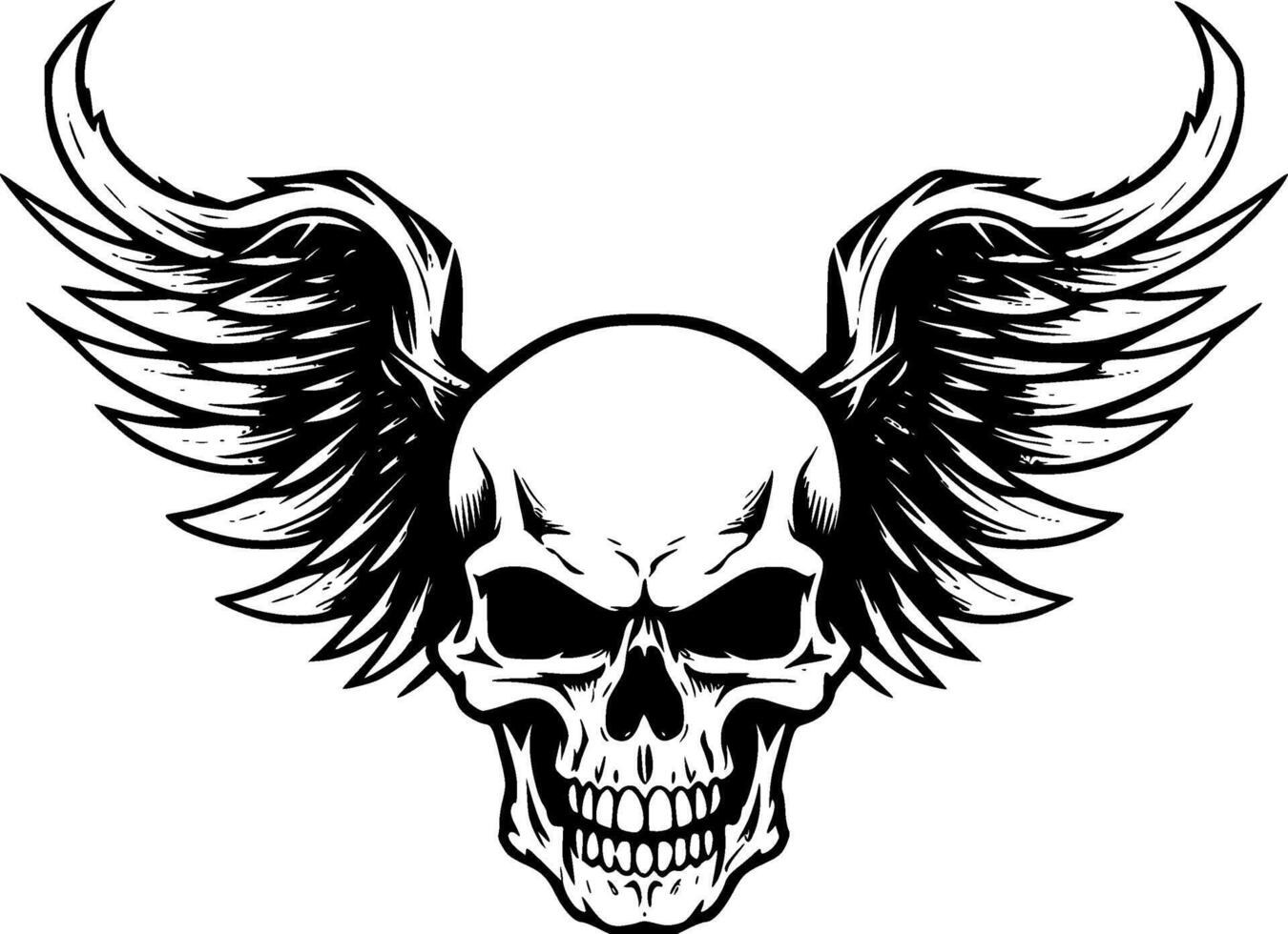 Skull With Wings, Minimalist and Simple Silhouette - illustration vector