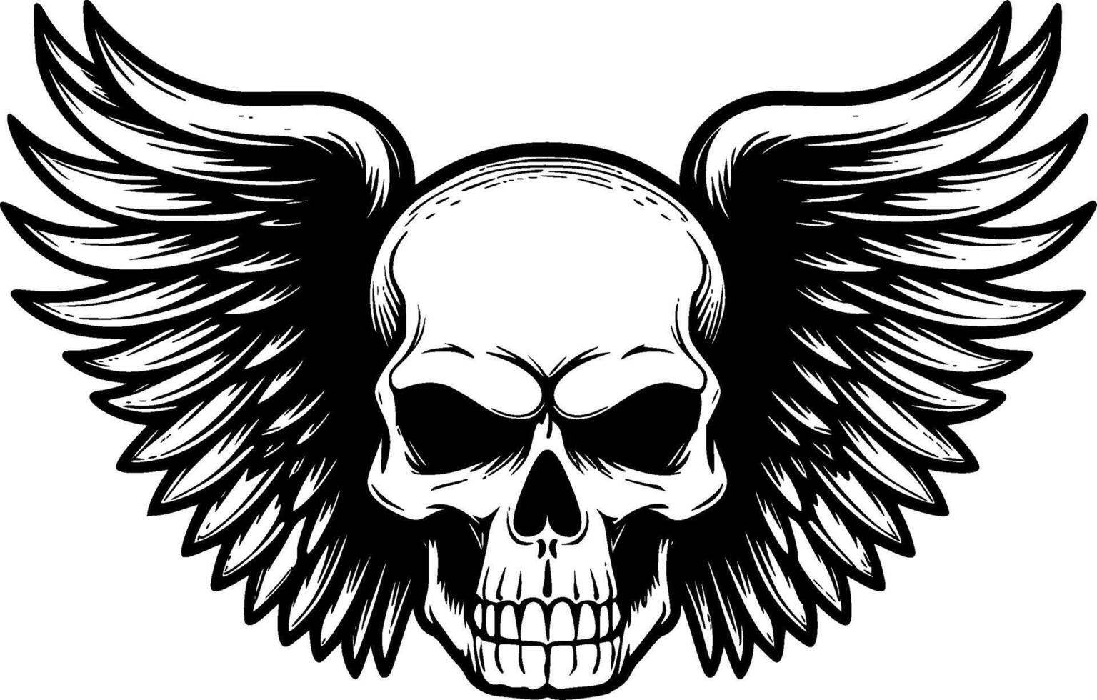 Skull With Wings - Minimalist and Flat Logo - illustration vector