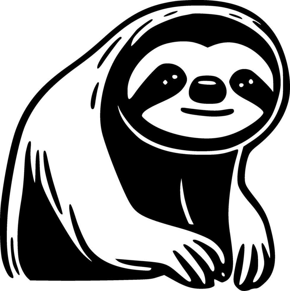 Sloth - Black and White Isolated Icon - illustration vector