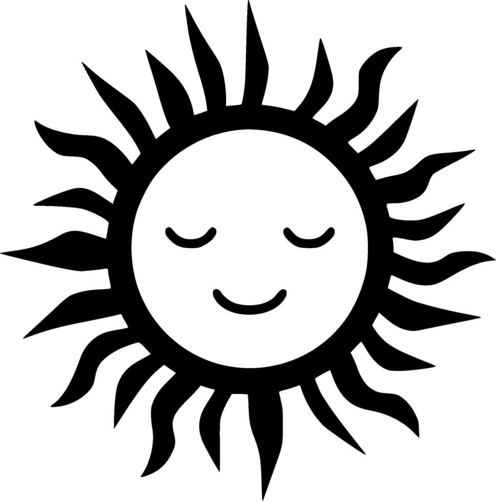 Sun, Black and White illustration vector
