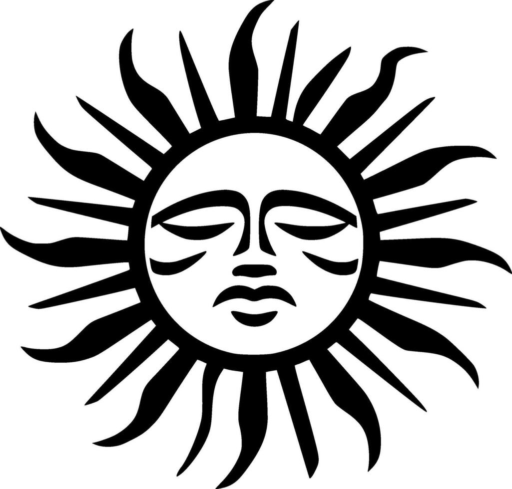 Sun - Black and White Isolated Icon - illustration vector